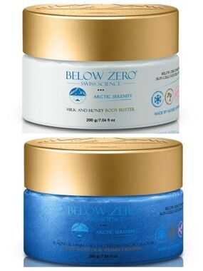 Below Zero Milk & Honey Body Butter & Almond & Vanilla Sea Salt BodyScrub BUNDLE